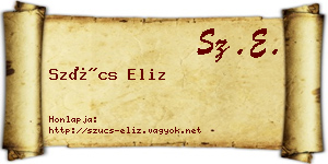 Szűcs Eliz névjegykártya
